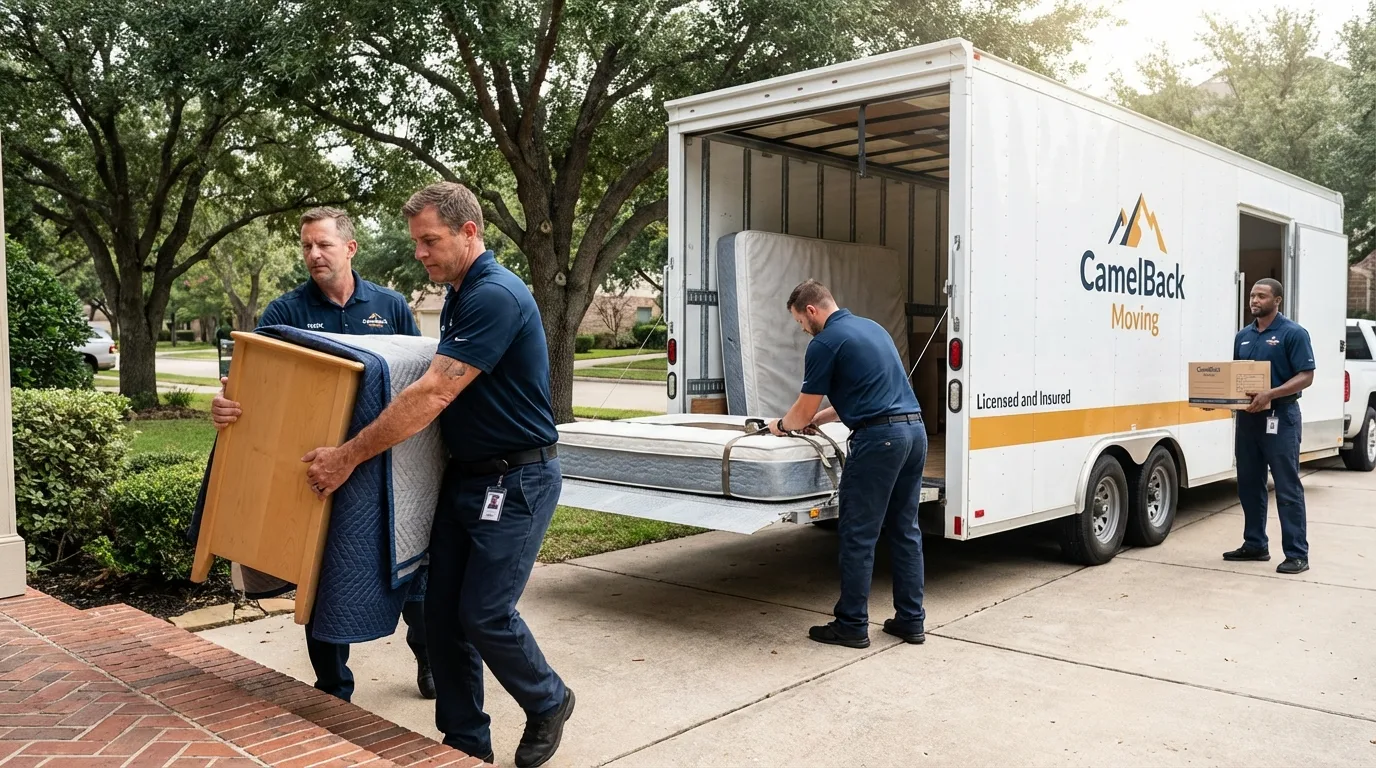 Crew loading residential truck for cross-state move from Saint Henry, OH