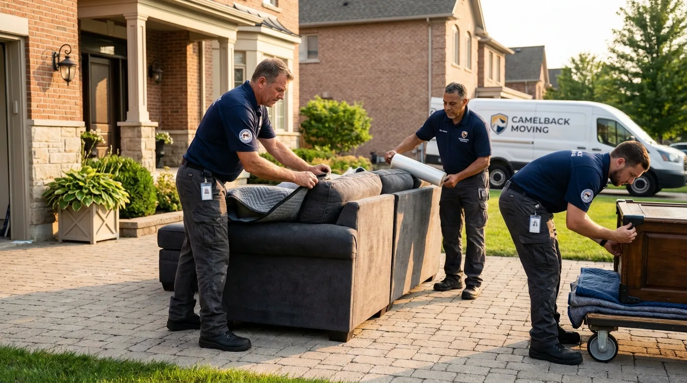 Large estate moving crew wrapping furniture in Saint Henry, OH